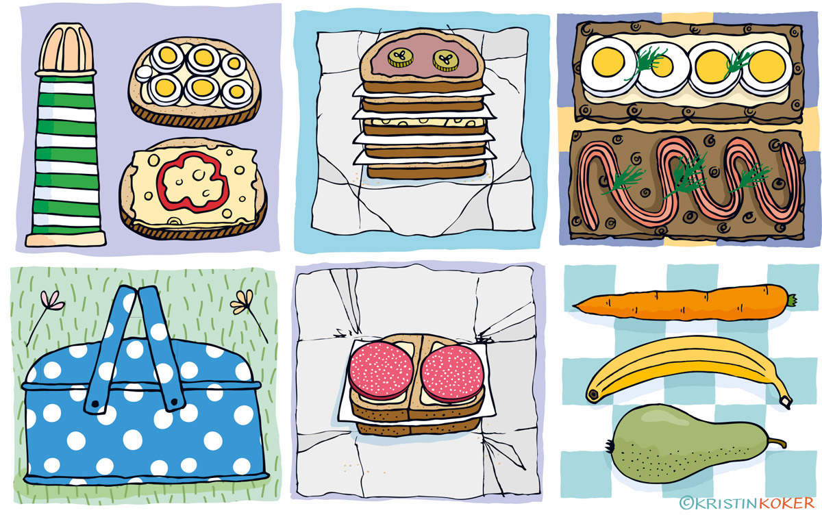 Illustrasjon: Kristin Granli, Piknik og matpakker